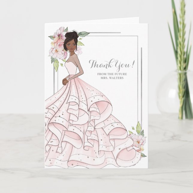 Tarjeta De Agradecimiento Novias afroamericanas duchas de novias futuras Sra (Anverso)