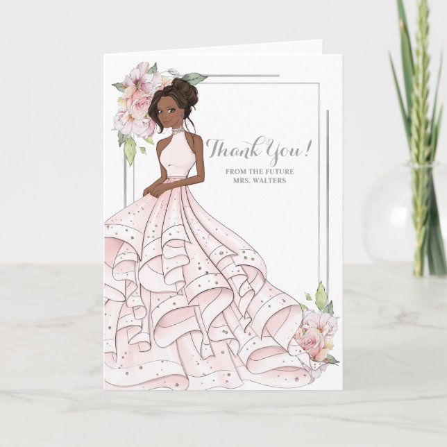 Tarjeta De Agradecimiento Novias afroamericanas duchas de novias futuras Sra (Anverso)