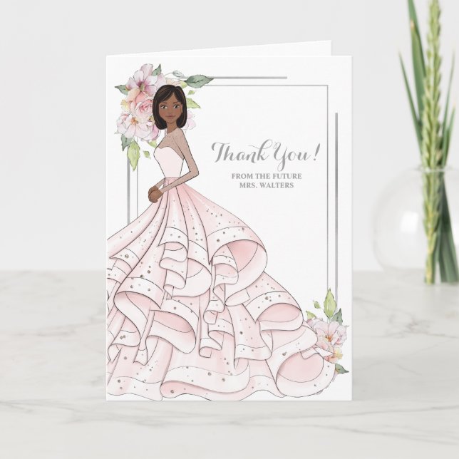 Tarjeta De Agradecimiento Novias afroamericanas duchas de novias futuras Sra (Anverso)