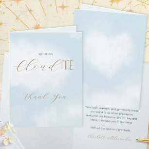 Tarjeta De Agradecimiento Nube 9 Fiesta de Bebé Azul Celeste