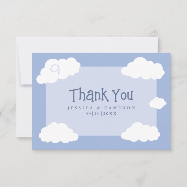 Tarjeta De Agradecimiento Nube boda Nueve Cute Whimsical Divertido Único (Anverso)