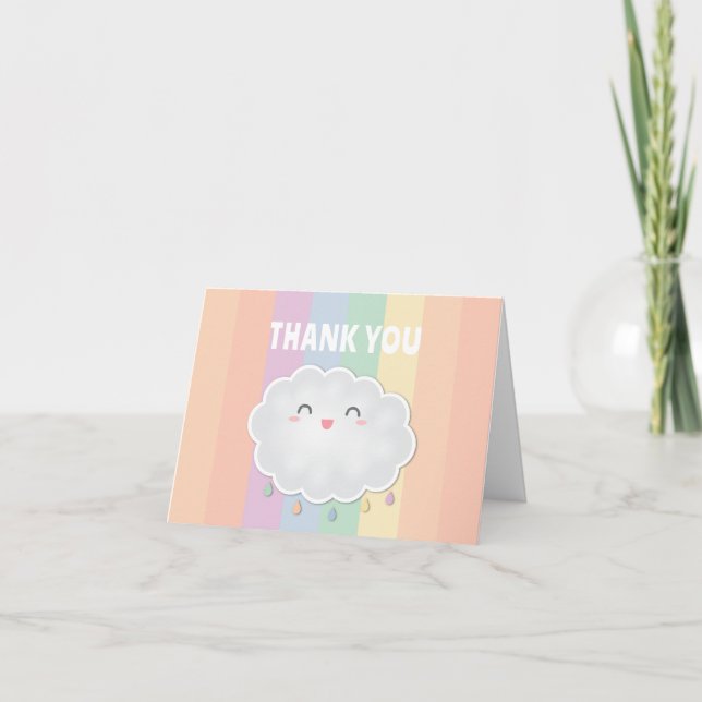Tarjeta De Agradecimiento Nube cutánea baja el arcoiris de Baby Shower (Anverso)