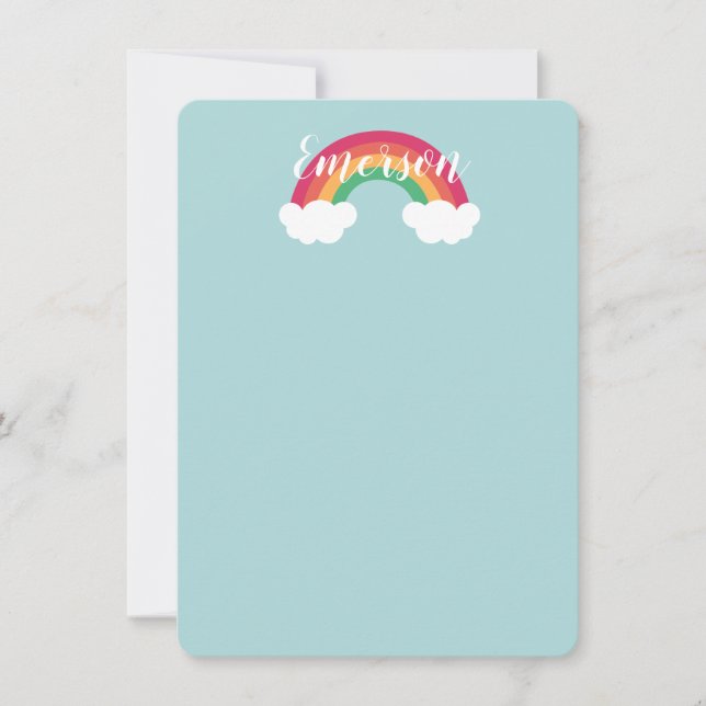 Tarjeta De Agradecimiento Nube de Arcoíris Simple para Niños (Anverso)