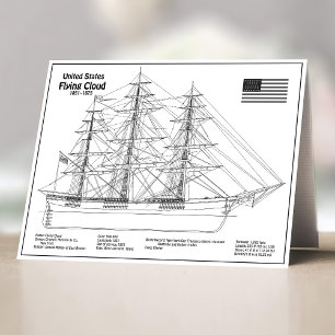 Tarjeta De Agradecimiento Nube de vuelo del buque Clipper - Paquete Blueprin