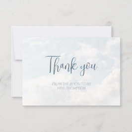 Tarjeta De Agradecimiento Nubes Azul Moderno Elegante Ducha Bridal Gracias