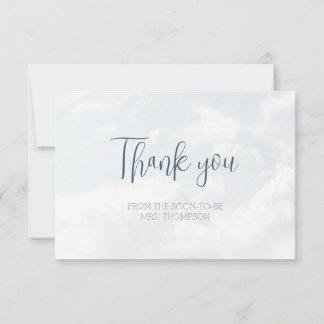 Tarjeta De Agradecimiento Nubes Azul Moderno Elegante Ducha Bridal Gracias