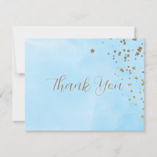 Tarjeta De Agradecimiento Nubes Azules Pastel Acuarela Boda