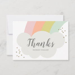 Tarjeta De Agradecimiento Nubes De Arcoíris De Pastel Niños Lindos