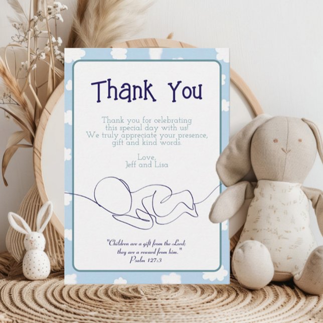 Tarjeta De Agradecimiento Nubes de cielo azul y versos de la Biblia de Baby  (Subido por el creador)
