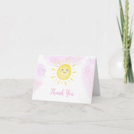 Tarjeta De Agradecimiento Nubes Sunshine Chica rosa Cumpleaños