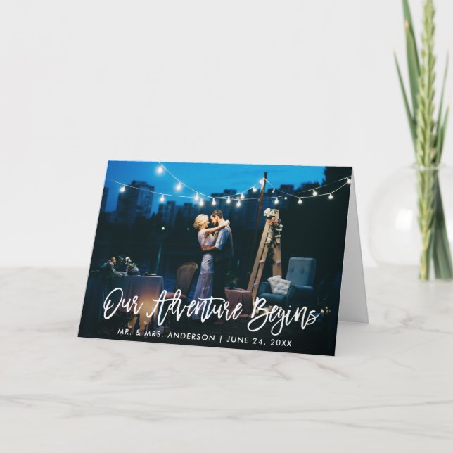 Tarjeta De Agradecimiento Nuestra aventura comienza con el Boda de guiones d (Anverso)