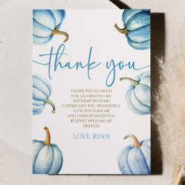 Tarjeta De Agradecimiento Nuestra pequeña calabaza Azul White Fall Fiesta de