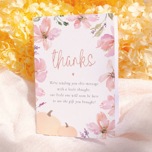 Tarjeta De Agradecimiento Nuestra Pequeña Calabaza Floral Baby Shower Agrade