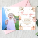 Tarjeta De Agradecimiento Nuestra pequeña calabaza Pink Photo Birday Party<br><div class="desc">Esta es nuestra pequeña calabaza Personalizado de la Caída Blanca Rosa Foto fiesta de cumpleaños. ¡Tarjeta de agradecimiento!</div>