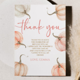 Tarjeta De Agradecimiento Nuestra pequeña calabaza rosa blanca fiesta de cum