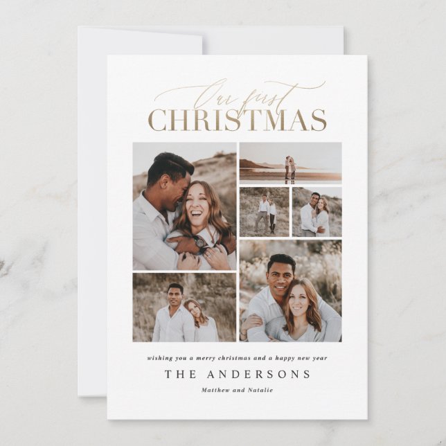 Tarjeta De Agradecimiento nuestra primera navidad, recién casada (Anverso)