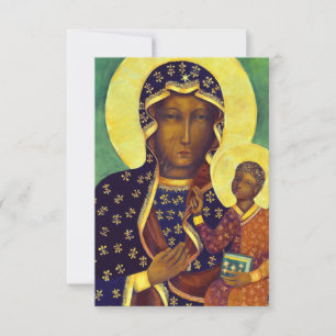 Tarjeta De Agradecimiento Nuestra Señora de Czestochowa Madonna Negra