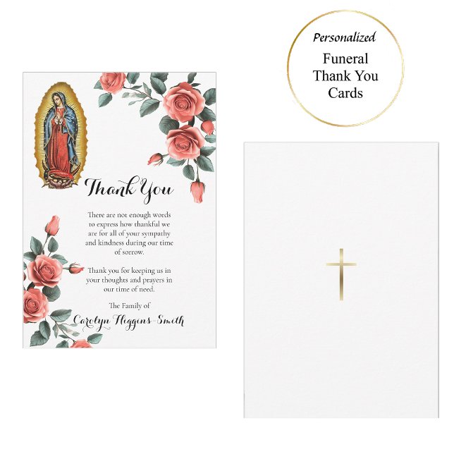 Tarjeta De Agradecimiento Nuestra Señora de Guadalupe con Rosas Funeral Cató (Subido por el creador)