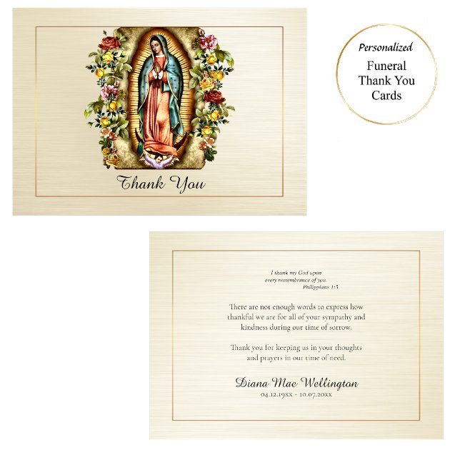 Tarjeta De Agradecimiento Nuestra Señora de Guadalupe Flores Brillantes Fune (Subido por el creador)