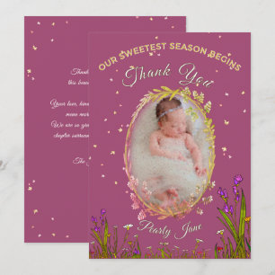 Tarjeta De Agradecimiento Nuestro dulce temporada comienza Burgundy floral d