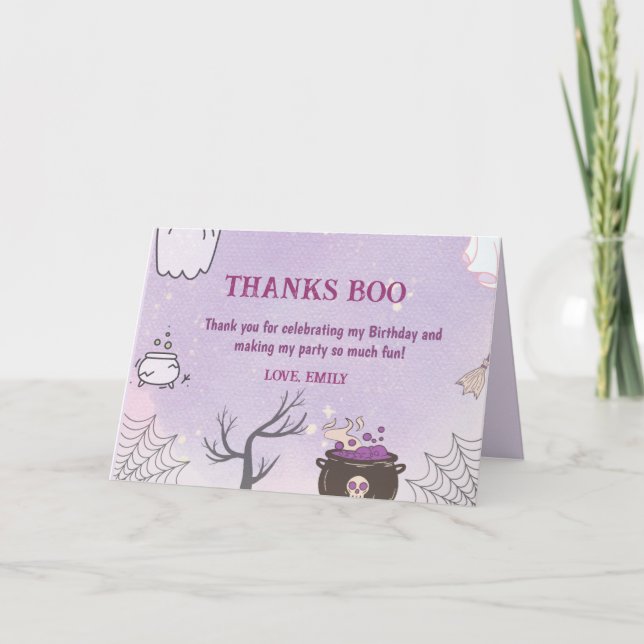 Tarjeta De Agradecimiento Nuestro pequeño Boo Halloween 1er cumpleaños (Anverso)