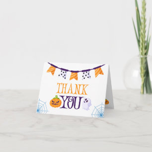 Tarjeta De Agradecimiento Nuestro pequeño Boo Halloween 1er cumpleaños Graci