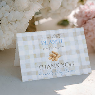 Tarjeta De Agradecimiento Nuestro pequeño cacahuete Niño Azul Baby Shower de