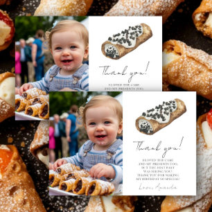 Tarjeta De Agradecimiento Nuestro pequeño Cannoli cumple 1 año Gracias