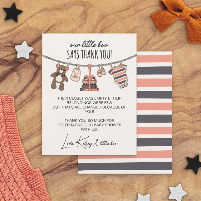 Tarjeta De Agradecimiento Nuestro pequeño Chica rosado Halloween Baby Shower (Subido por el creador)