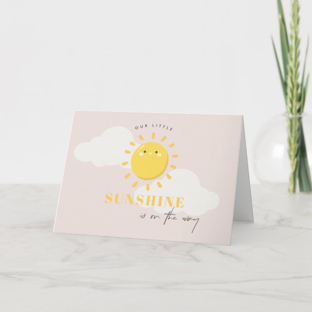 Tarjeta De Agradecimiento Nuestro pequeño Chica Sunshine Rubor Baby Shower (Anverso)