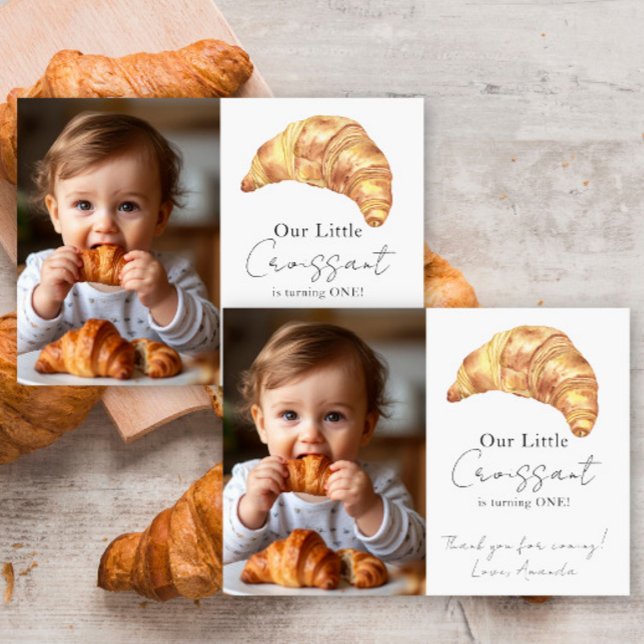 Tarjeta De Agradecimiento Nuestro pequeño croissant 1er cumpleaños Gracias (Subido por el creador)