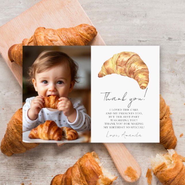 Tarjeta De Agradecimiento Nuestro pequeño croissant cumple 1 año Gracias (Subido por el creador)