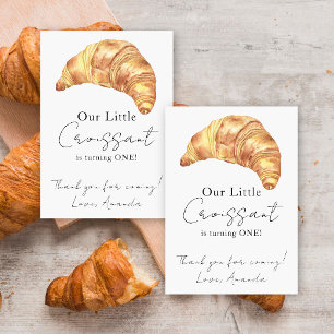 Tarjeta De Agradecimiento Nuestro pequeño croissant cumple 1 año Gracias