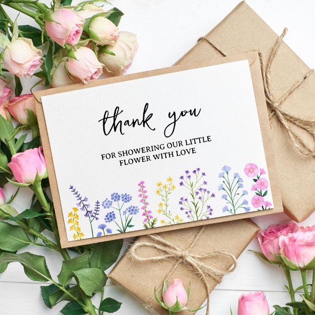 Tarjeta De Agradecimiento Nuestro pequeño Fiesta del Jardín de la Primavera  (Spring Wildflowers Garden Party Thank You Card)