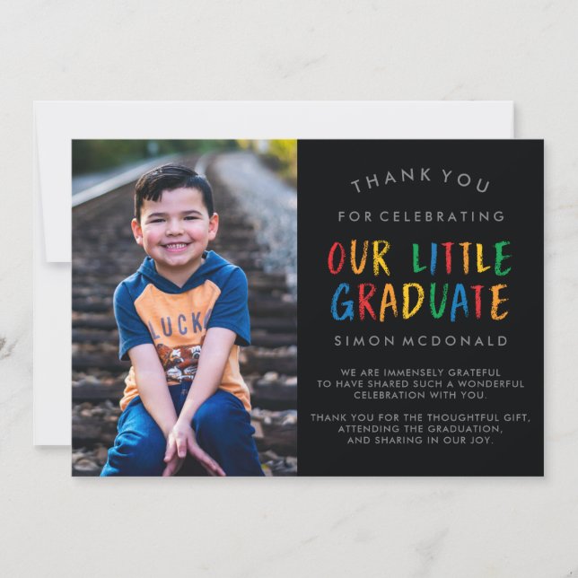 TARJETA DE AGRADECIMIENTO NUESTRO PEQUEÑO GRADUADO | GRADUACIÓN GRACIAS A SU (Anverso)