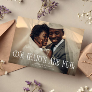 Tarjeta De Agradecimiento Nuestros Corazones Están Llenos Elegante Foto de B