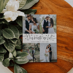 Tarjeta De Agradecimiento Nuestros Corazones Están Llenos Foto de Boda Blanc