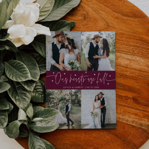 Tarjeta De Agradecimiento Nuestros Corazones Están Llenos Foto de Boda Cranb