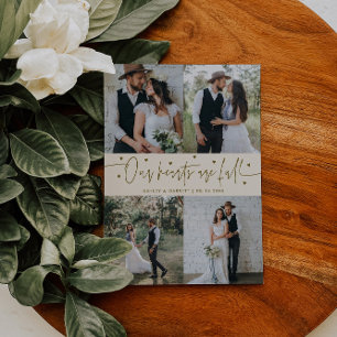 Tarjeta De Agradecimiento Nuestros Corazones Están Llenos Foto de Boda Crema