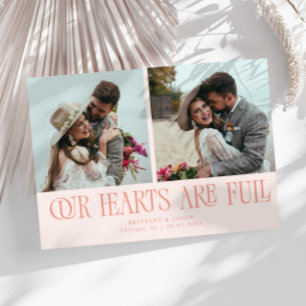 Tarjeta De Agradecimiento Nuestros Corazones Están Llenos Foto de Boda de Me