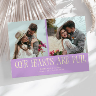 Tarjeta De Agradecimiento Nuestros Corazones Están Llenos Foto de Boda de Wi