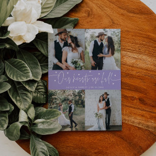 Tarjeta De Agradecimiento Nuestros Corazones Están Llenos Foto de Boda Lila