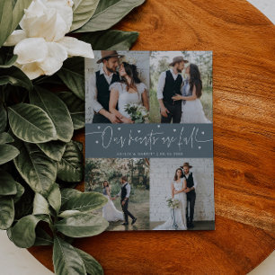 Tarjeta De Agradecimiento Nuestros Corazones Están Llenos Foto de Boda Pizar