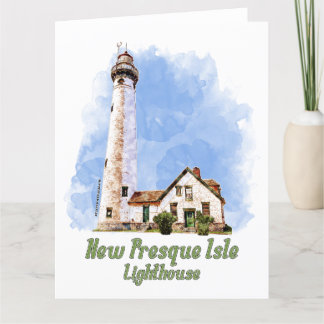 Tarjeta De Agradecimiento Nueva acuarela del faro de la Isla Presque - Michi