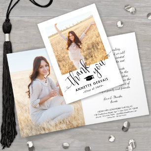 Tarjeta De Agradecimiento Nueva dirección Foto de graduación de guión modern