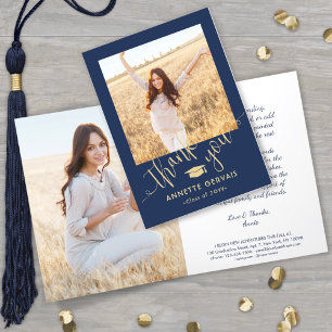 Tarjeta De Agradecimiento Nueva dirección y foto de graduación de la marina 