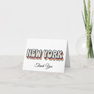 Tarjeta De Agradecimiento Nueva York Retro 80s Ciudad de Cromo