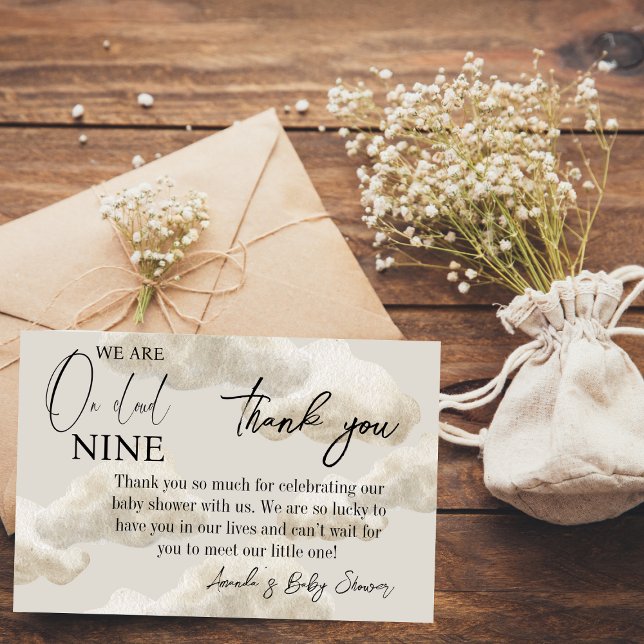 Tarjeta De Agradecimiento Nueve géneros beige nulos en Baby Shower (Subido por el creador)