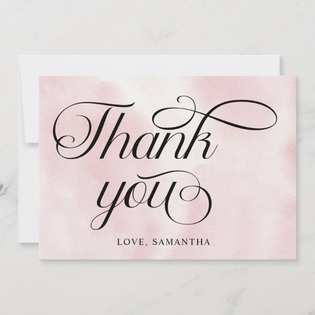 Tarjeta De Agradecimiento Nueve nubes nine rosa acuarela moderna (Anverso)