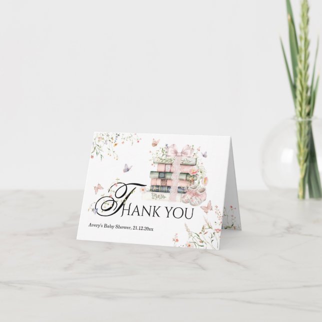 Tarjeta De Agradecimiento Nuevo capítulo Begin libro Flor silvestre bebé duc (Anverso)